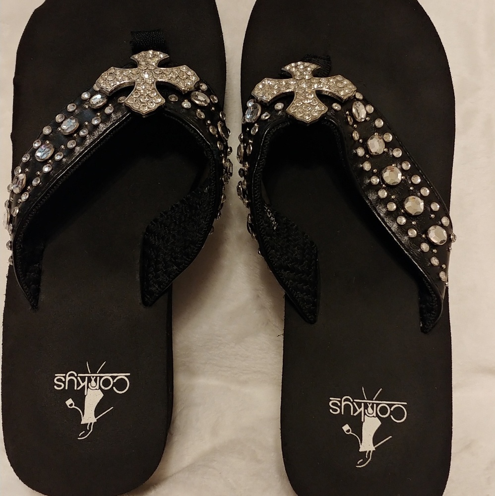 Corky's bling cross sandals